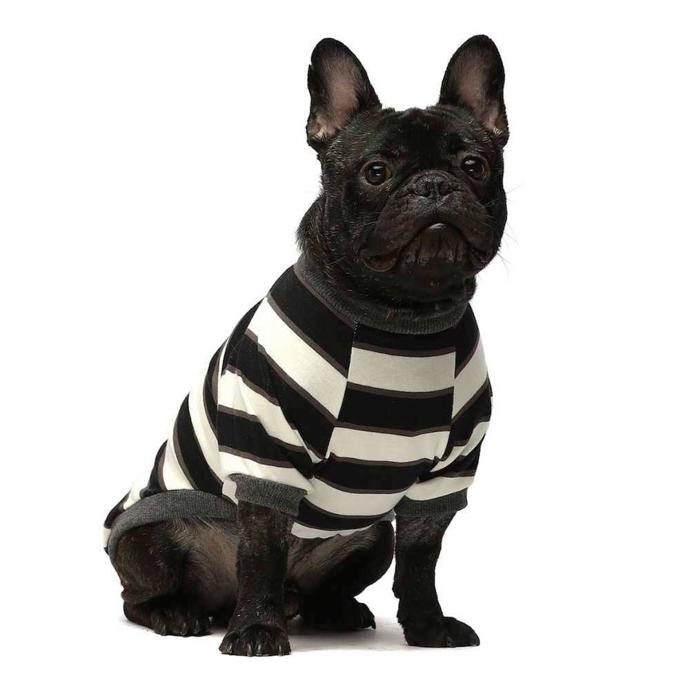 SOLD: Fitwarm Small 100% Cotton Black & White Striped Dog Cat Puppy T-Shirt